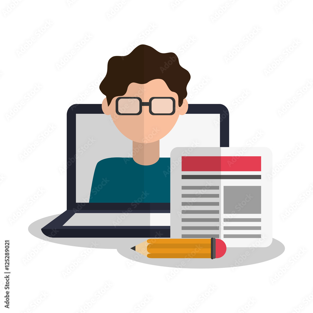Premium Vector  Woman and man avatar on laptop in video chat design
