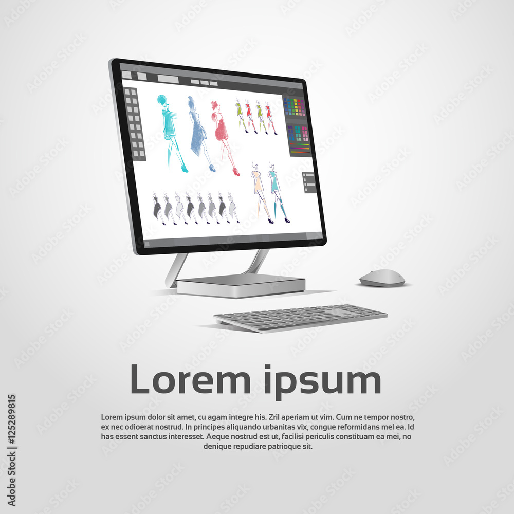 Desktop Modern Computer Graphic Designer Workplace Vector Illustration Desktop Modern Computer Graphic Designer Workplace Vector Illustration