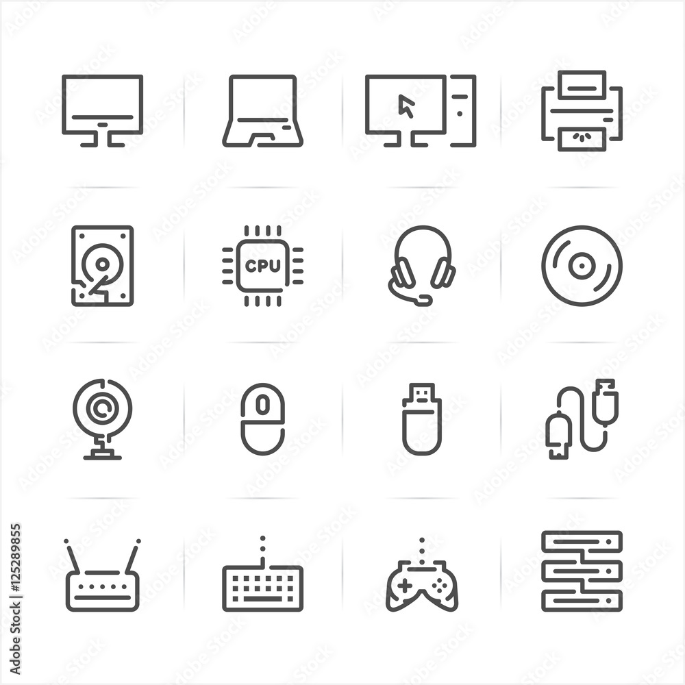 Computer and Computer Accessories icons with White Background