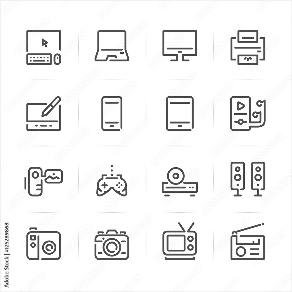 Electronic Devices icons with White Background Electronic Devices icons with White Background