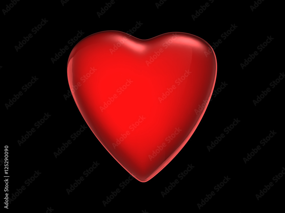 Shiny heart shape.3D rendering.
