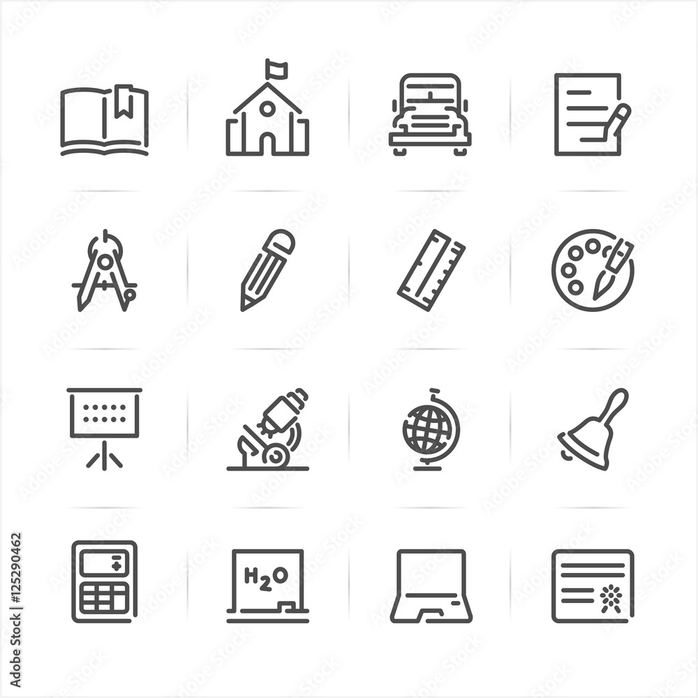 Fototapeta premium Education Icons with White Background