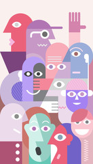 Papier peint photo Art abstrait Grande assemblée personnages illustration moderne  ©  danjazzia