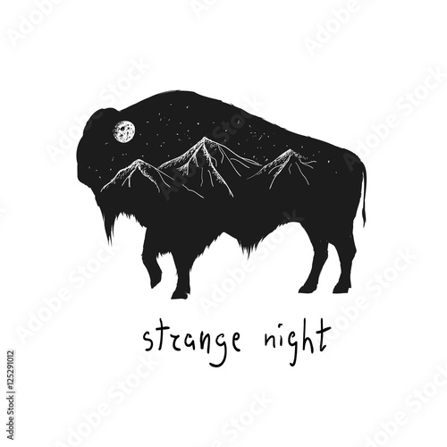 Abstract silhouette of bison