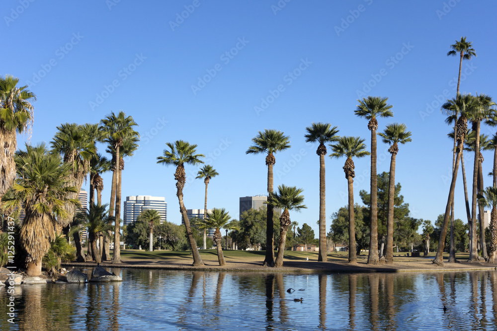Encanto Park Lake, Phoenix downtown, AZ