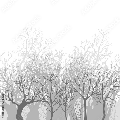 Vector Monochrome Background of Bare Dead Trees