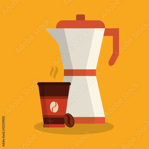 Kettle and mug icon. Coffee shop drink and beverage theme. Colorful design. Vector illustration