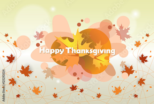 Happy Thanksgiving Day Autumn Traditional Holiday Banner Flat Vector Illustration