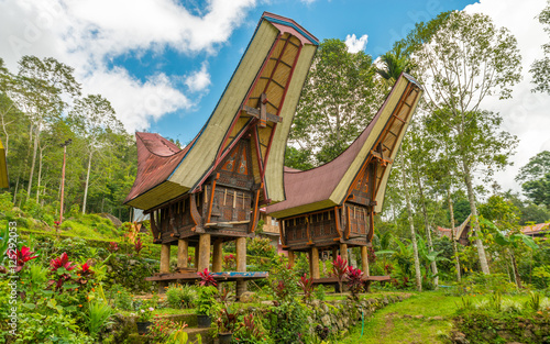 Canvas Print Traditional Toraja houses, Sulawesi, Indonesia