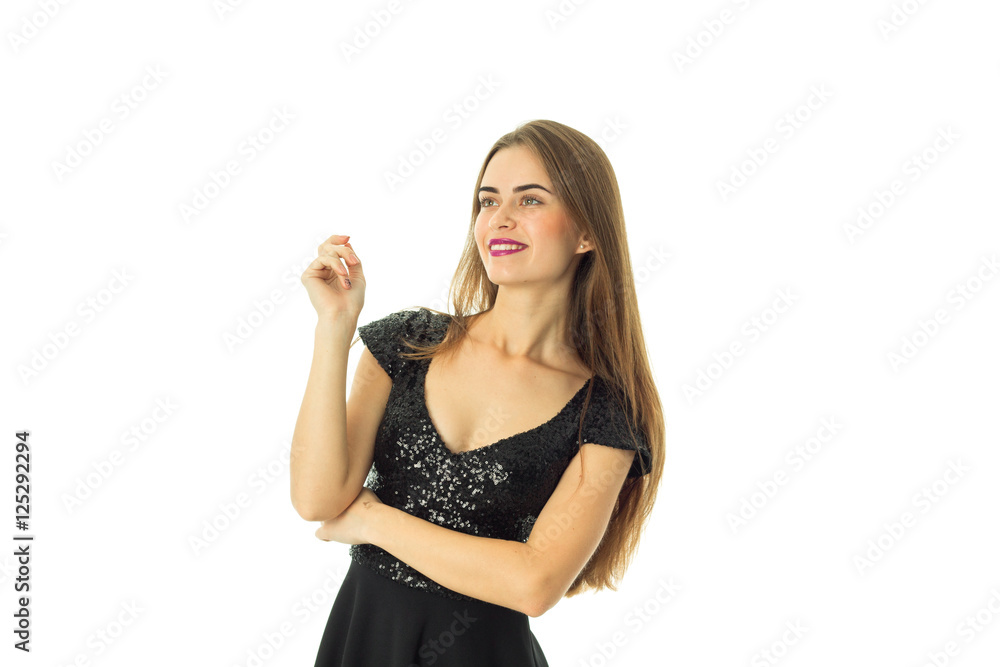 young woman with purple lips smiling young woman with purple lips smiling
