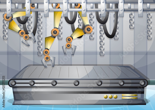 cartoon vector illustration interior factory room with separated layers in 2d graphic