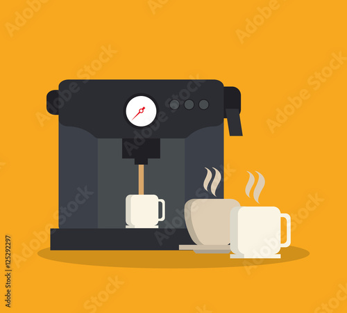 Machine and mug icon. Coffee shop drink and beverage theme. Colorful design. Vector illustration