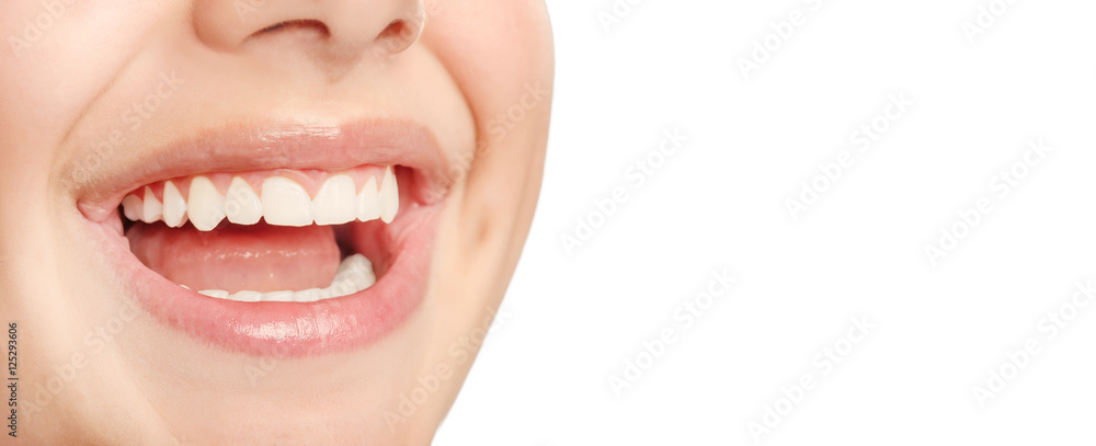 Obraz premium Smiling young woman. Isolated on white.