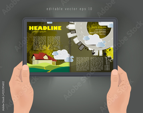 E-Magazine layout design. Vector easy to editable
