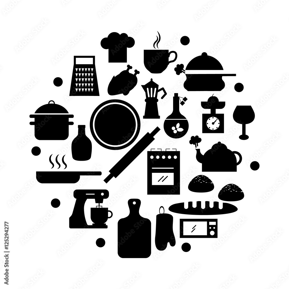 vector black food icons set vector black food icons set