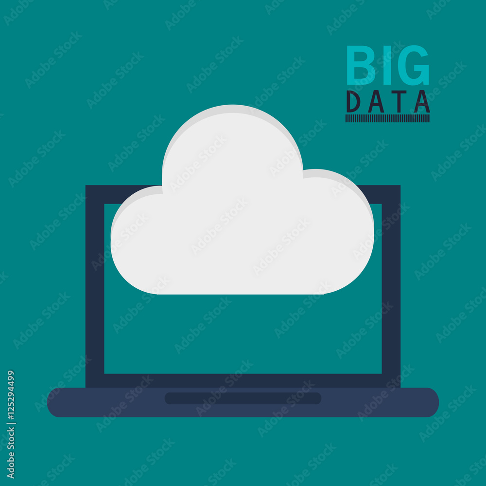 Laptop and cloud computing icon. Big data center base and information theme. Colorful design. Vector illustration Laptop and cloud computing icon. Big data center base and information theme. Colorful design. Vector illustration