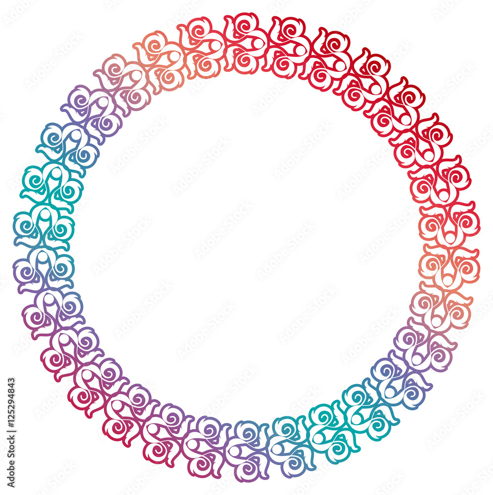 Abstract silhouette round frame with gradient fill. Abstract silhouette round frame with gradient fill.