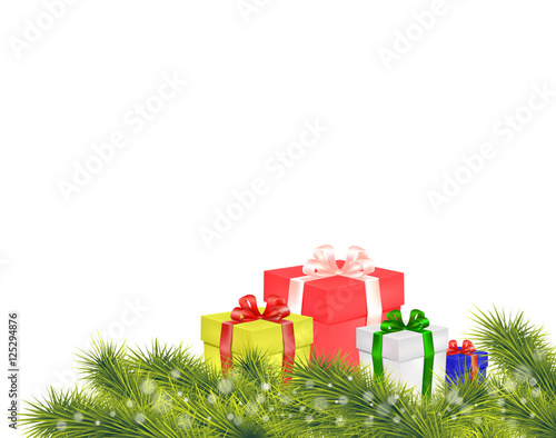 Christmas gift boxes on a white background
