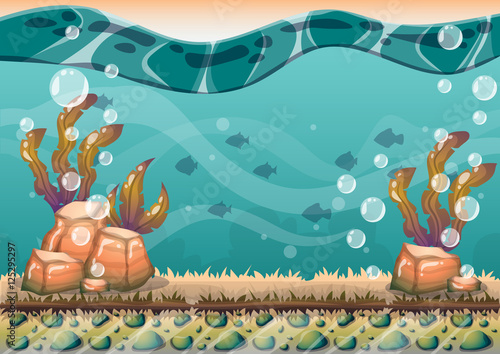 cartoon vector underwater background with separated layers for game art and animation game design asset in 2d graphic