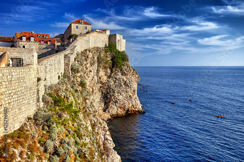 Dubrovnik, Croatia view from city walls overlooking walls and se photo