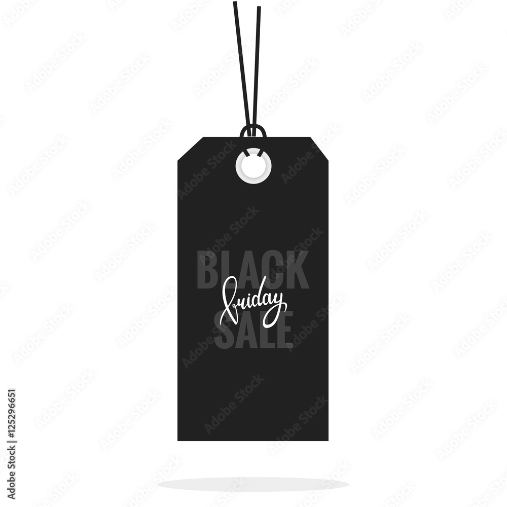 Black Friday. Sale tag sticker vector isolated. Discount or special offer price tag on Black Friday sale. Sale label contains hand drawn lettering