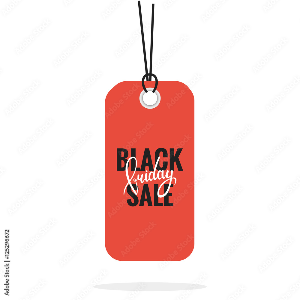 Black Friday. Sale tag sticker vector isolated. Discount or special offer price tag on Black Friday sale. Sale label contains hand drawn lettering