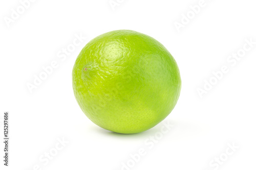 Single lime on white background