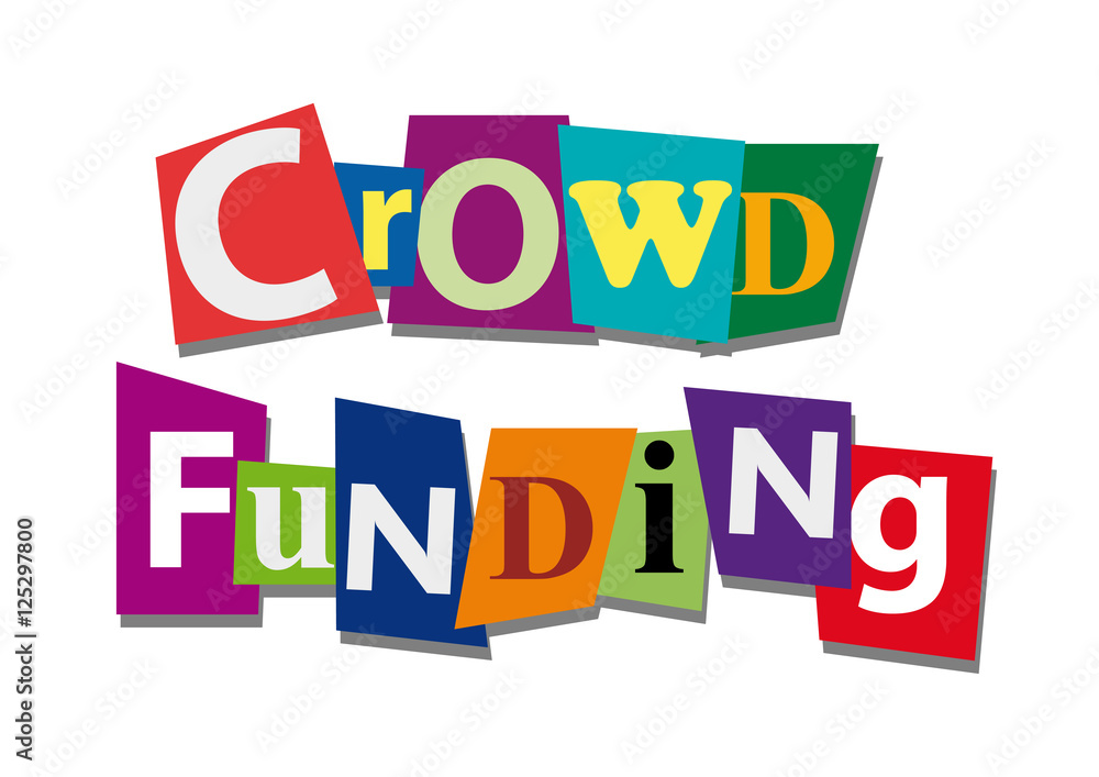crowd funding, word and text cut from paper, in flat design crowd funding, word and text cut from paper, in flat design