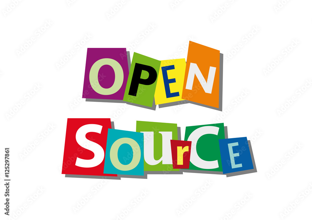 open source, word and text cut from paper, in flat design open source, word and text cut from paper, in flat design