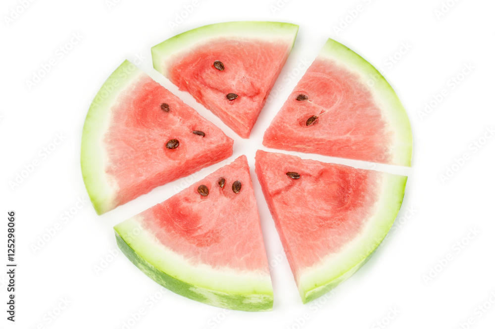 Sliced watermelon on white background