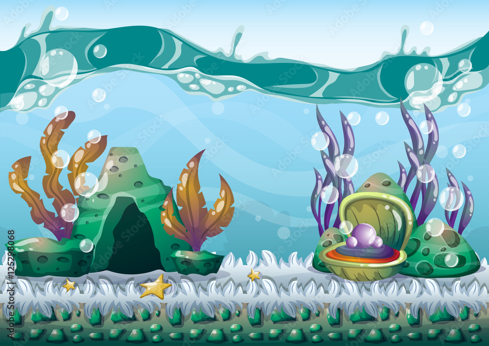 cartoon vector underwater background with separated layers for game art and animation game design asset in 2d graphic cartoon vector underwater background with separated layers for game art and animation game design asset in 2d graphic