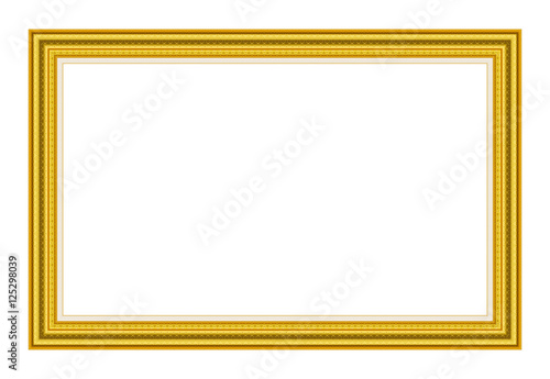 Old antique gold frame Isolated on white background, Clipping path 