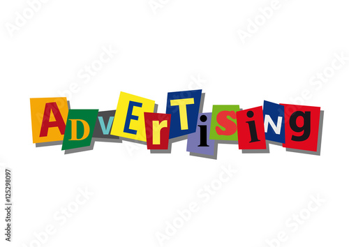 advertising, word and text cut from paper, in flat design