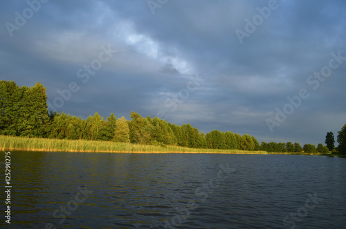 Lake with storm clouds