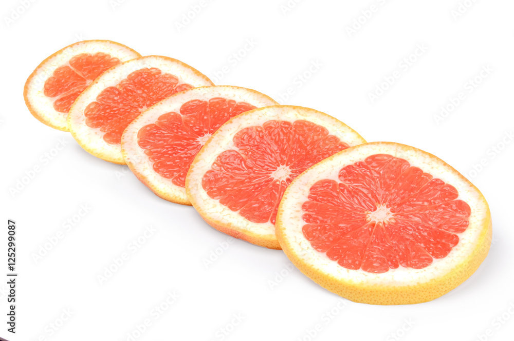 Grapefruit slices isolated on white background Grapefruit slices isolated on white background
