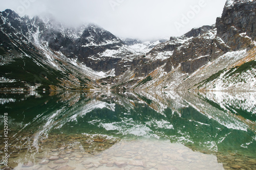 majestic mountain view reflected in water