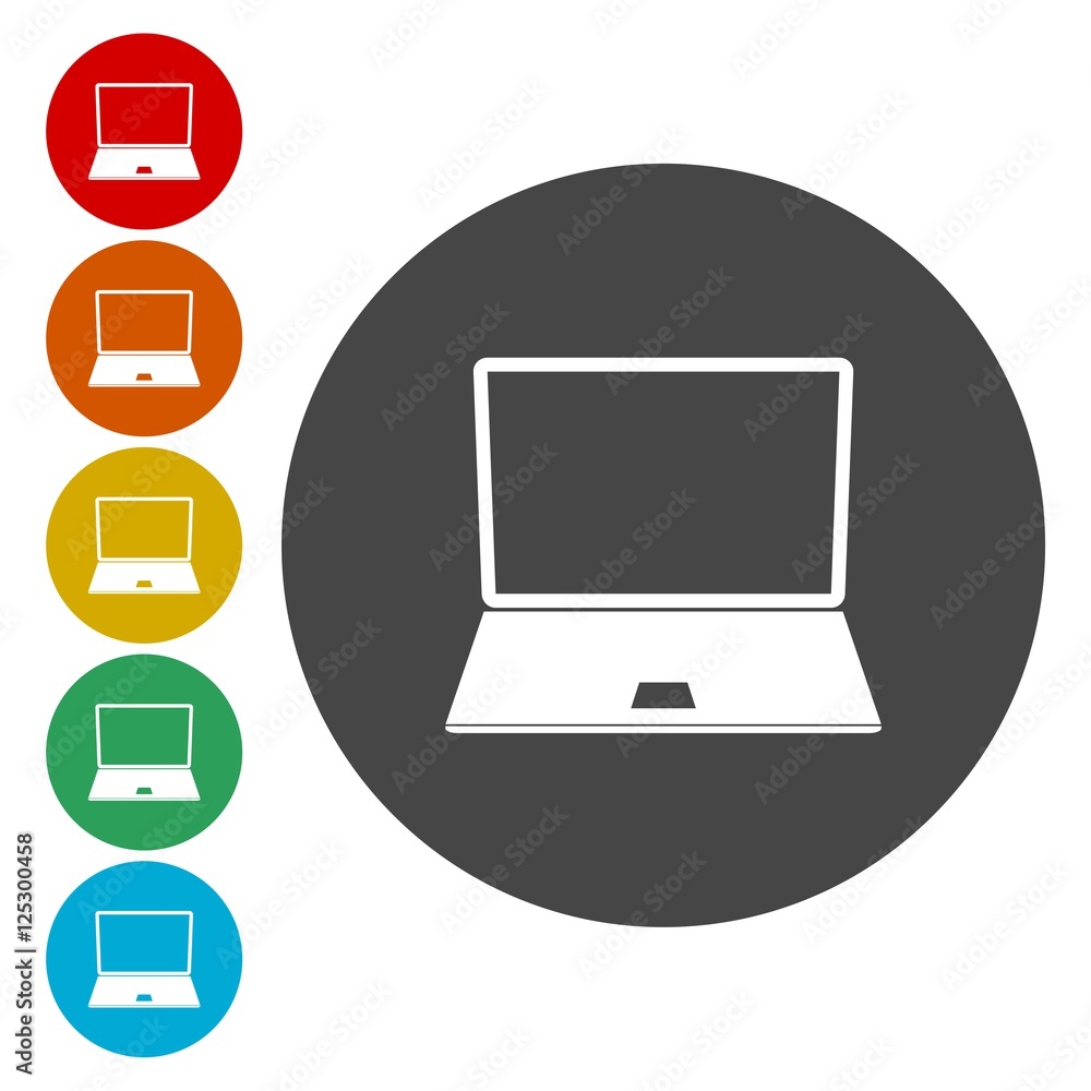 Laptop Simple flat icon on circle. Illustration icon Laptop Simple flat icon on circle. Illustration icon