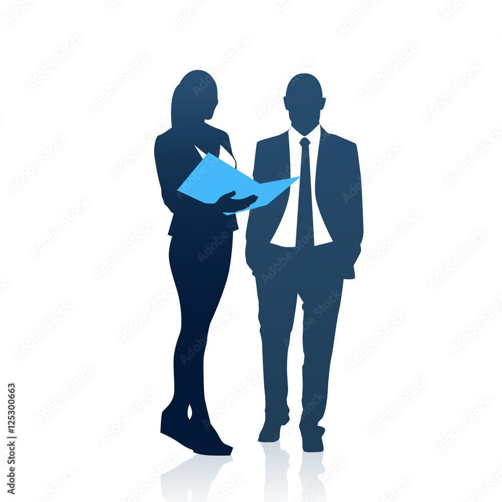 Business People Man And Woman Team Silhouette Businesspeople Couple Hold Document Folders Flat Vector Illustration Business People Man And Woman Team Silhouette Businesspeople Couple Hold Document Folders Flat Vector Illustration