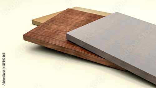 Wooden furniture boards 3d illustration