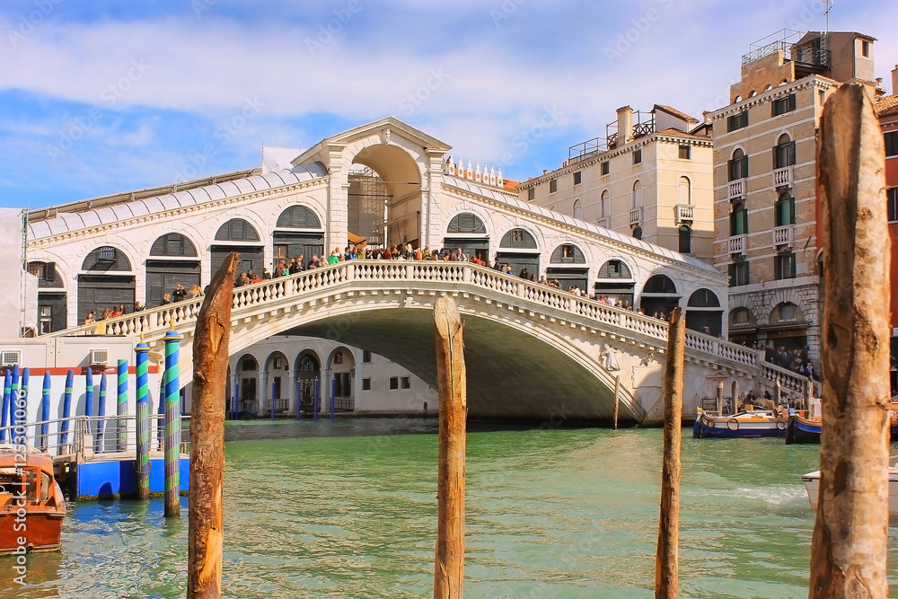 Rialto Bridge, oldest bridge across the Grand Canal of Venice