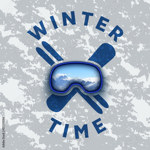 vector clipart on the theme of winter sports. logo of snowboarding and skiing photo