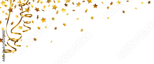 Stern Konfetti Gold mit goldenen Luftschlangen