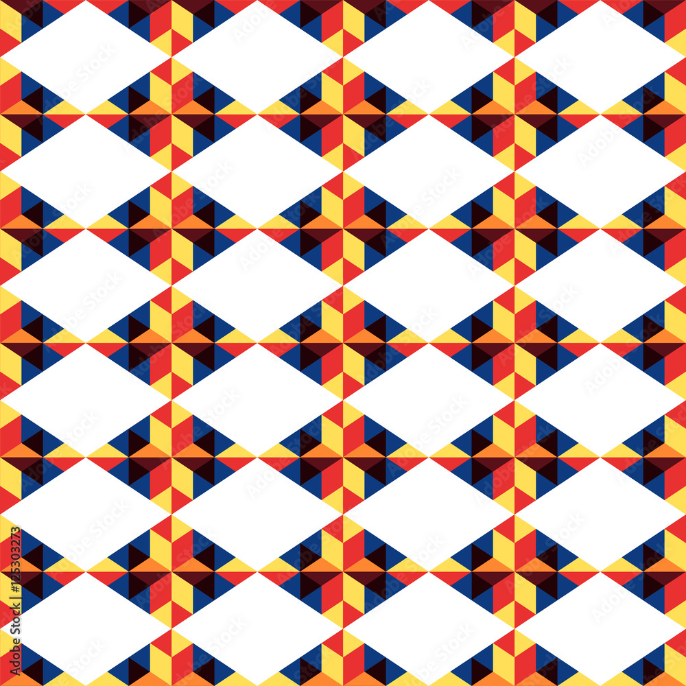 Seamless pattern with colorful triangles on a white background. Seamless pattern with colorful triangles on a white background.