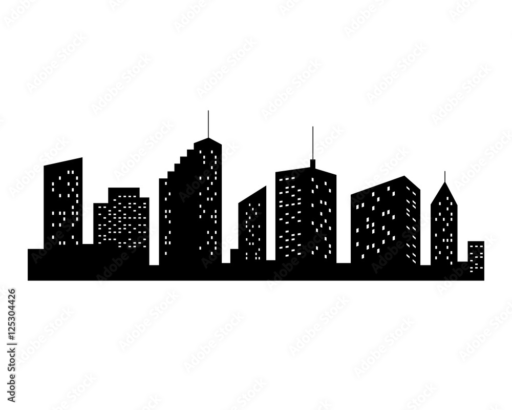 Vector Cities Silhouette. Black City Icon on white Background