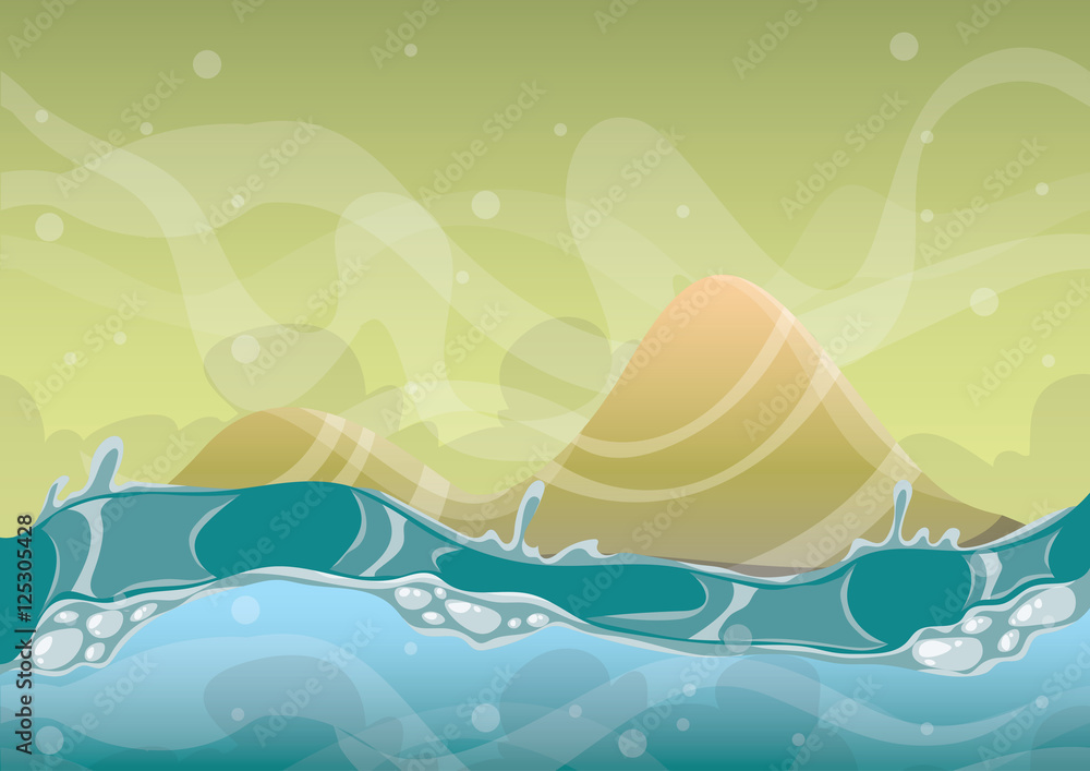 cartoon vector sea background with separated layers for game art and animation game design asset in 2d graphic