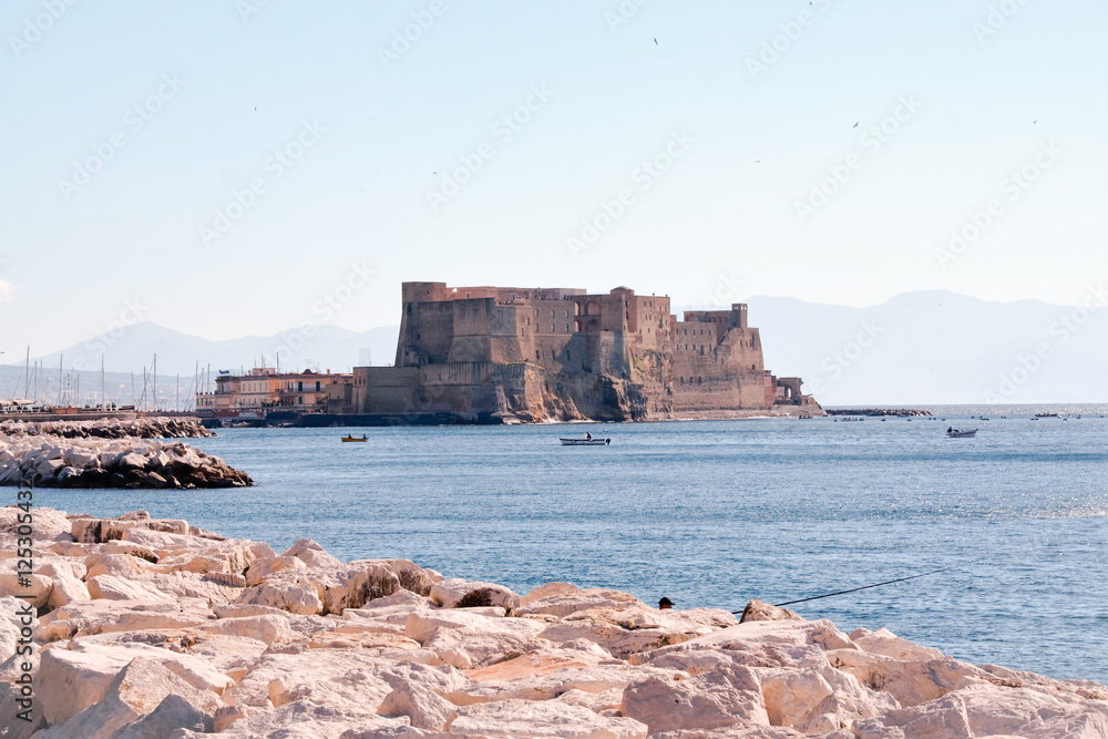 landscape of gulf of Naples with castel dell'Ovo landscape of gulf of Naples with castel dell'Ovo
