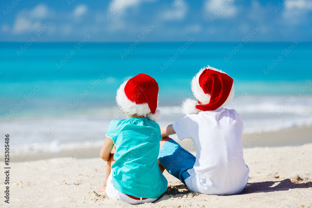 Kids at beach on Christmas Kids at beach on Christmas