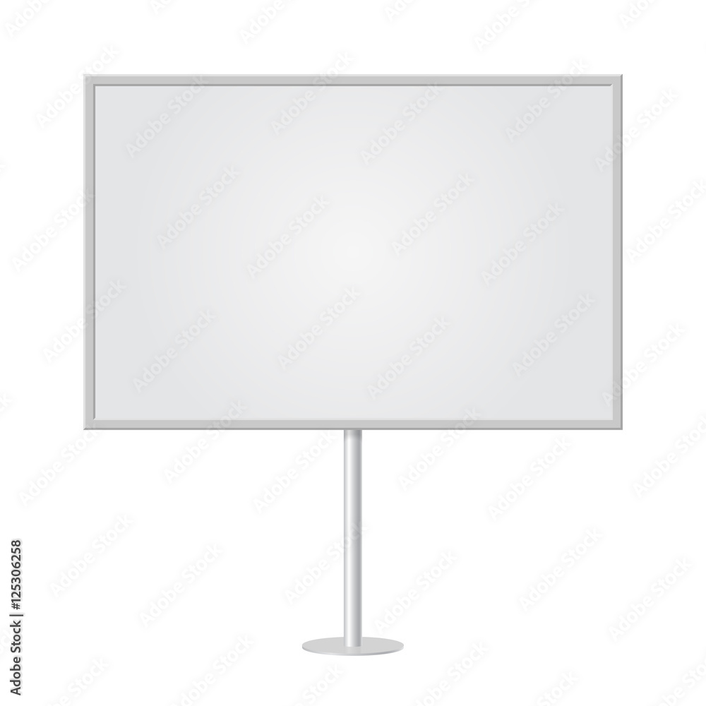 Blank whiteboard with empty copy space, stand on one bar support Blank whiteboard with empty copy space, stand on one bar support
