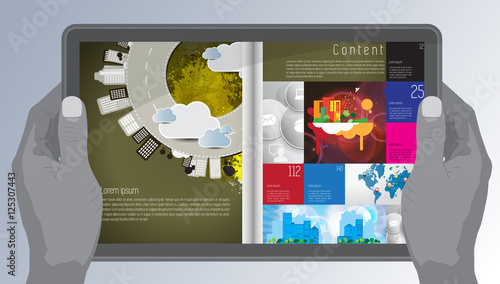E-Magazine layout design. Vector easy to editable