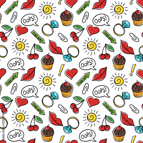 Vector seamless pattern of fashionable patches.  